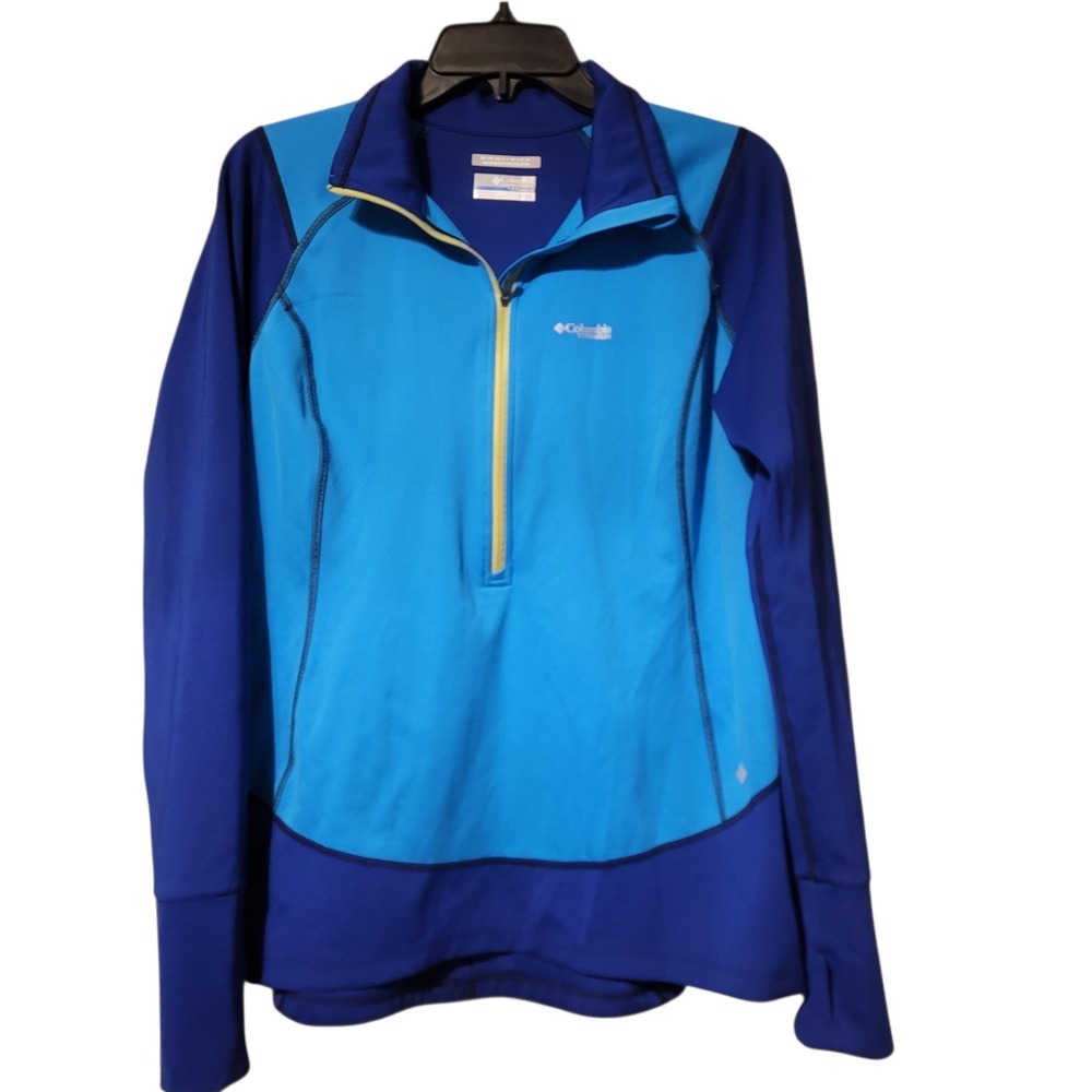 Columbia Titanium Windefend 1/2 Zip Shirt Women XL Blue OmniWick Running Cycling